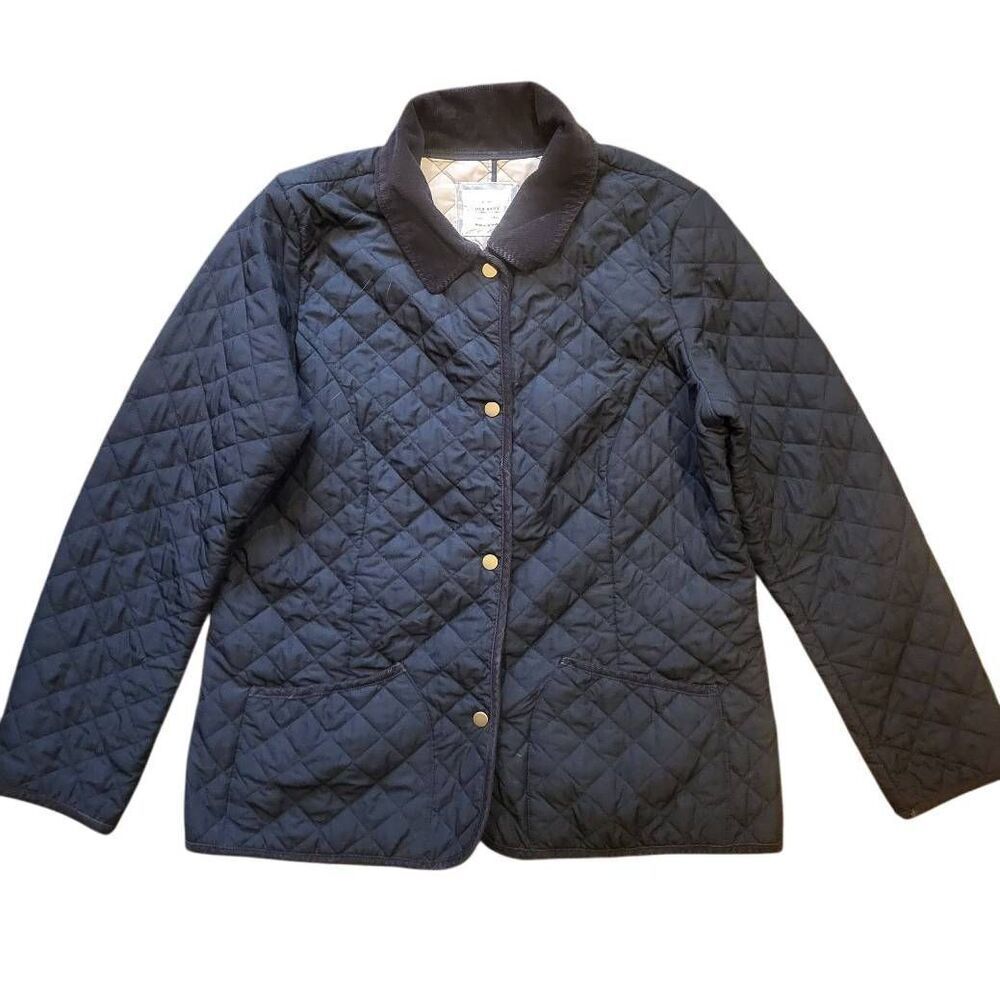 Vintage Y2K Old Navy Jacket Women's ZL Black Quilted Barn Chore Corduroy Trim